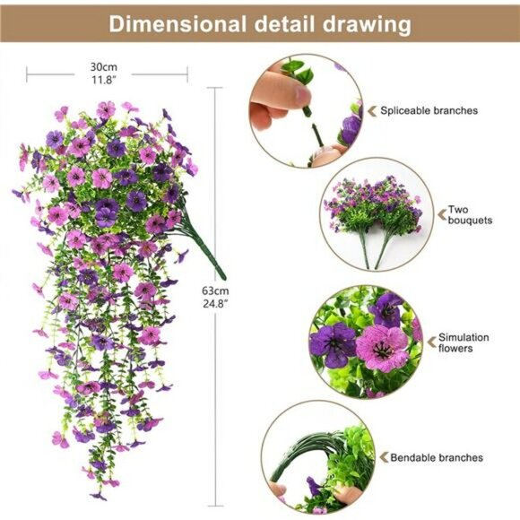 Artificial Hanging Daisy Flowers Set of 2 UV Resistant Outdoor Porch Decor - Picture 2 of 7